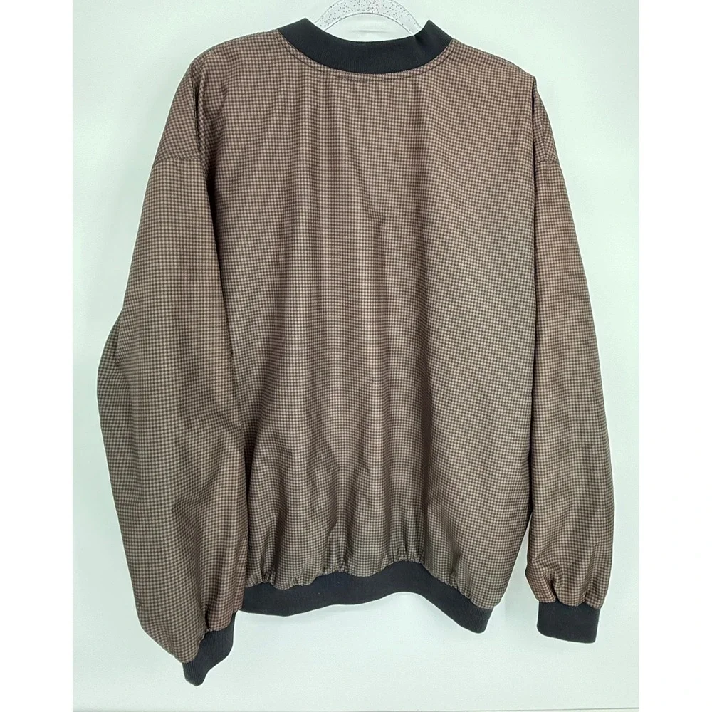 White‎ Fir Mens Brown Micro Check Golf Windshirt Inverness Country Club Sz L